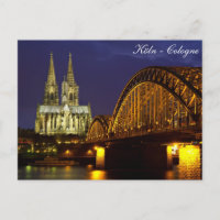 Cologne - Cathedral at twilight postcard