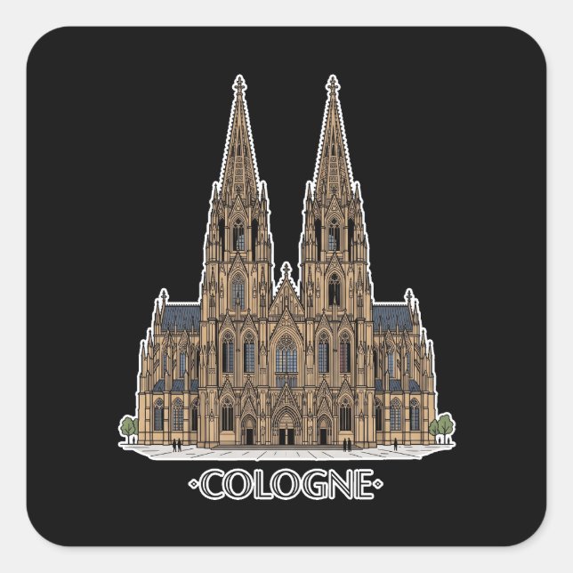 Cologne Cathedral Square Sticker (Front)