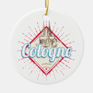 Cologne City Germany Retro Cathedral Vintage Ceramic Tree Decoration