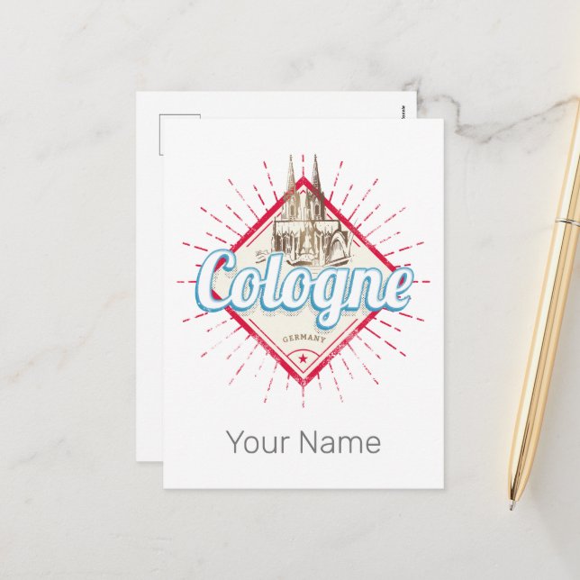 Cologne City Germany Retro Cathedral Vintage Holiday Postcard (Front/Back In Situ)