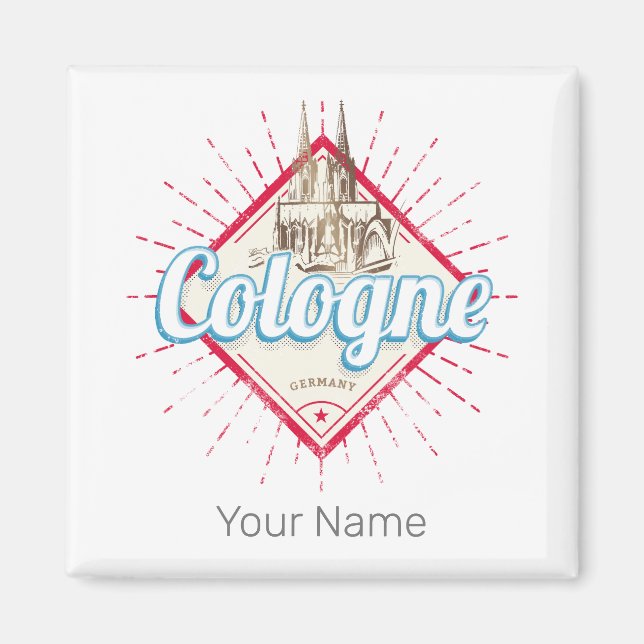 Cologne City Germany Retro Cathedral Vintage Magnet (Front)