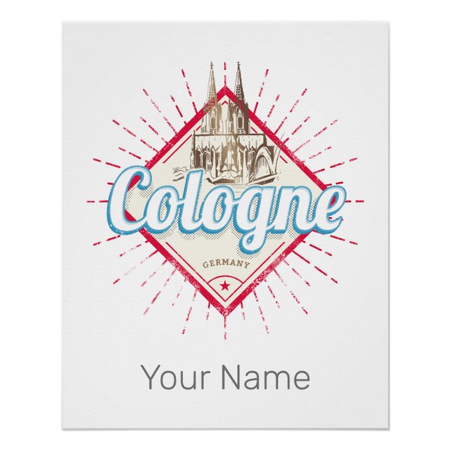 Cologne City Germany Retro Cathedral Vintage Poster (Front)
