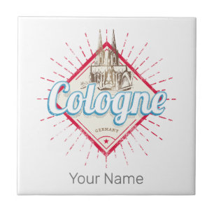 Cologne City Germany Retro Cathedral Vintage Tile