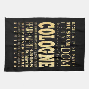 Cologne City of Germany Typography City Art Tea Towel