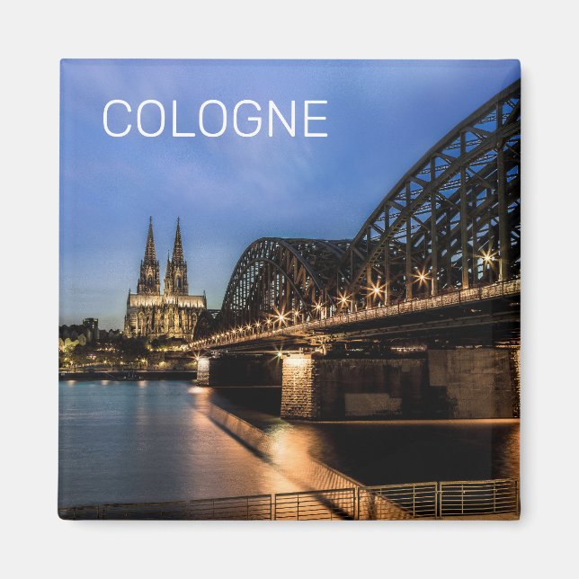 Cologne Cityscape Germany Dom Night Souvenir Magnet (Front)