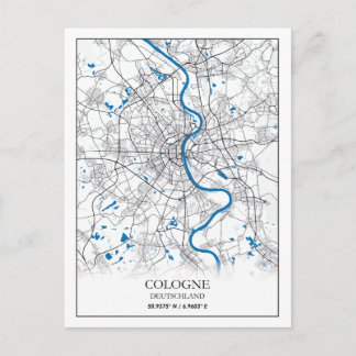 Cologne Deuschland City Map Travel Simple Minimal Postcard