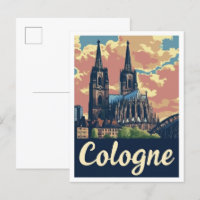 Cologne Germany Art Vintage Travel Illustration