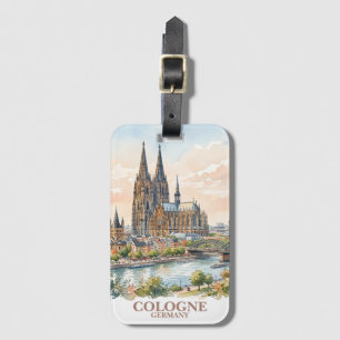 Cologne Germany City Cathedral Watercolor Skyline Luggage Tag