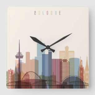 Cologne, Germany City Skyline Square Wall Clock