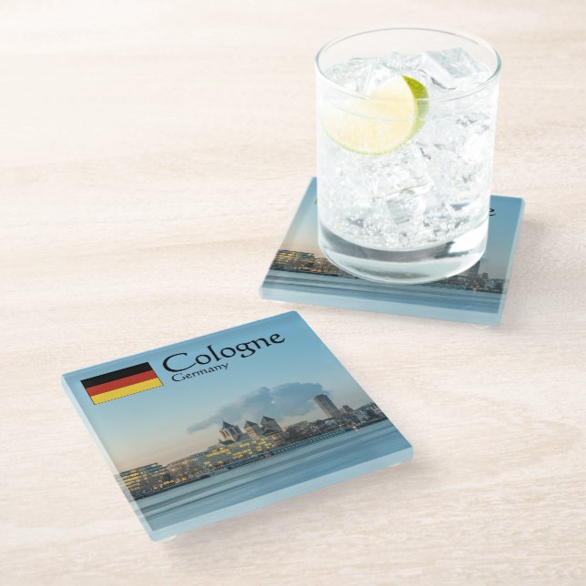 Cologne Germany Glass Coaster (Angled)
