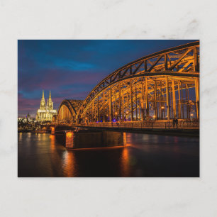 Cologne Germany Hohenzollern Bridge at night Postcard