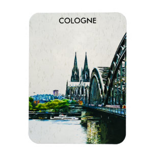 Cologne Germany Panorama View Painting Magnet