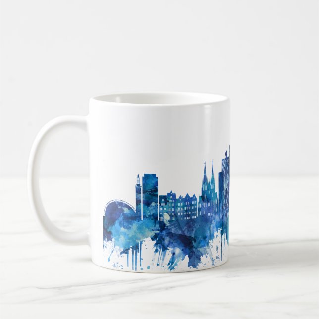 Cologne Germany Skyline Blue Coffee Mug (Left)