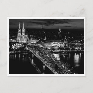 Cologne Germany Skyline Night Photography Postcard
