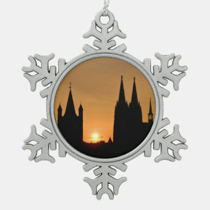 Cologne, Germany sunrise Snowflake Pewter Christmas Ornament