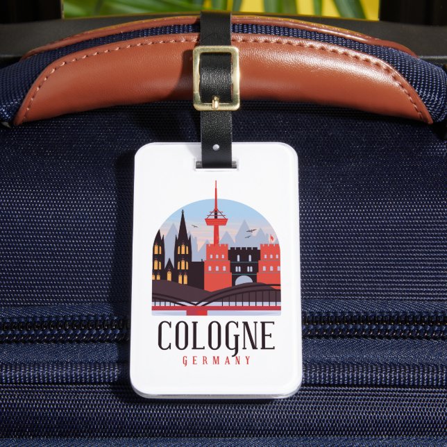 Cologne Germany Vintage Cityscape  Luggage Tag (Front Insitu 2)