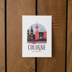 Cologne Germany Vintage Cityscape Magnet Postcard