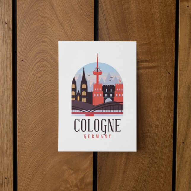 Cologne Germany Vintage Cityscape Magnet Postcard (cologne germany postcard)