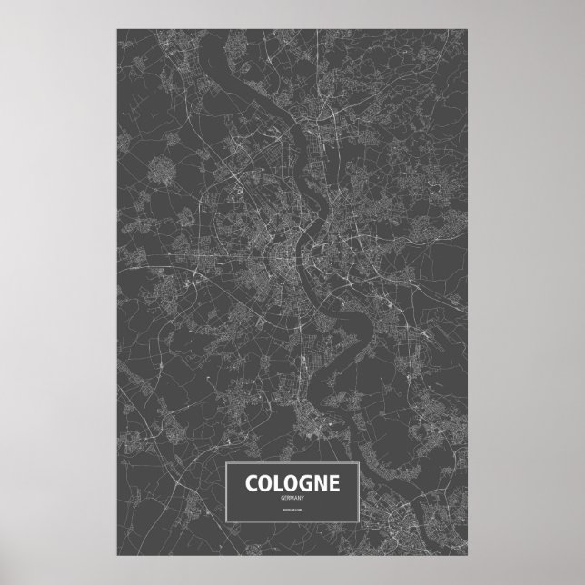 Cologne, Germany (white on black) Poster (Front)