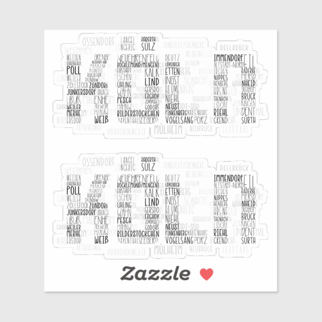 Cologne Germany Word Art, Stadtteile Köln  (Sheet)