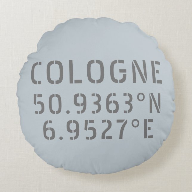 Cologne Latitude Longitude Coordinates 16" Round Cushion (Front)