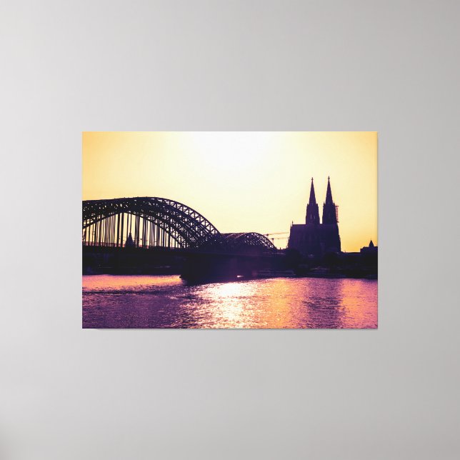 Cologne Panorama Sunset with Cologne Cathedral Canvas Print (Front)