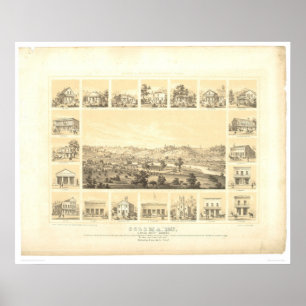 Coloma, CA. Panoramic Map 1857 (0423A) Poster