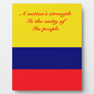 Colombia a nation's strength plaque