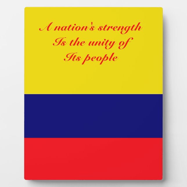 Colombia a nation's strength plaque (Front)