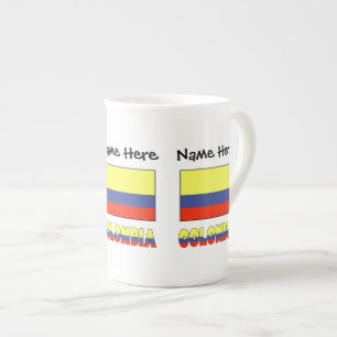 Colombia and Colombian Flag Personalised  Bone China Mug