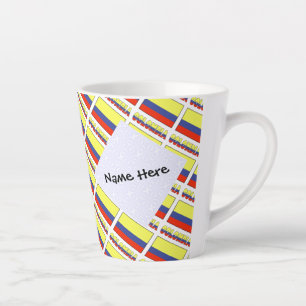 Colombia and Colombian Flag Tiled Personalised  Latte Mug
