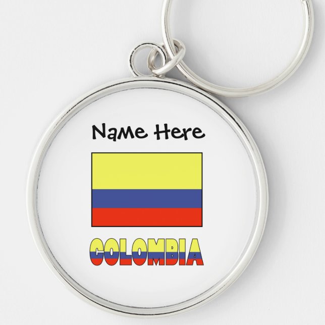 Colombia and Colombian Flag with Your Name Key Ring (Front)