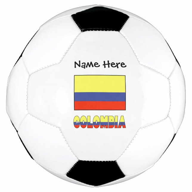 Colombia and Colombian Flag with Your Name Soccer  Football (Front)