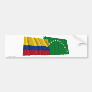 Colombia and Risaralda Waving Flags Bumper Sticker