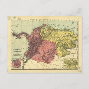 Colombia and Venezuela Map (1898) Postcard