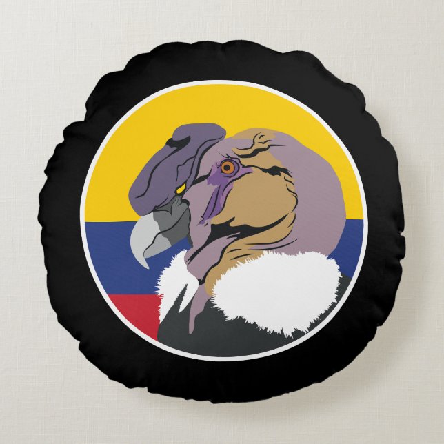 Colombia Andean condor Colombian National Animal Round Cushion (Front)