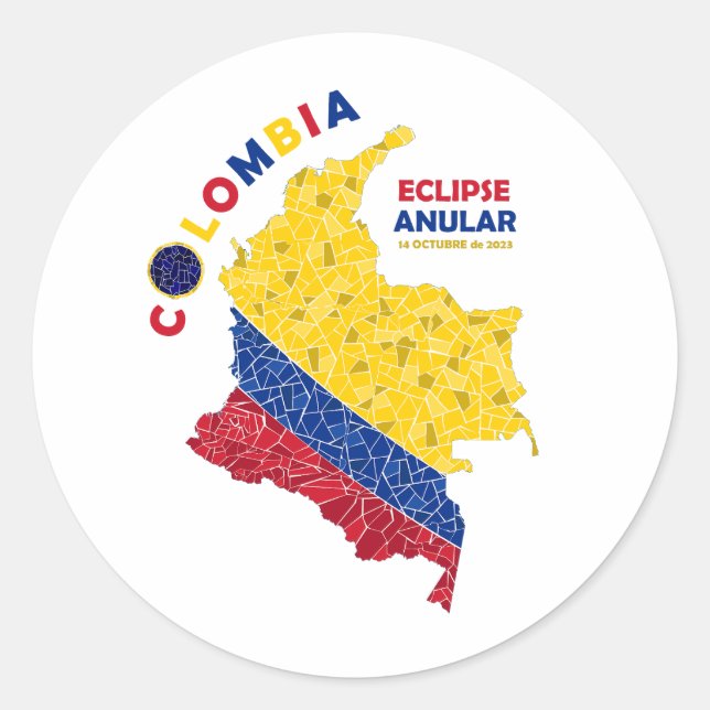 Colombia Annular Eclipse Round Sticker (Front)