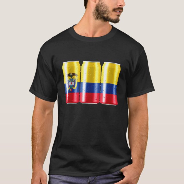 Colombia Beer Flag In A Can - Patriotic Beer Can B T-Shirt (Front)