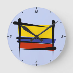 Colombia Brush Flag Round Clock