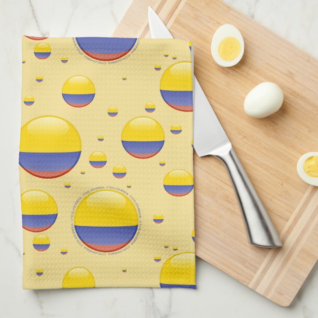 Colombia Bubble Flag Tea Towel (Quarter Fold)