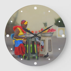 Colombia - Caribbean Fruit Vendor Large Clock