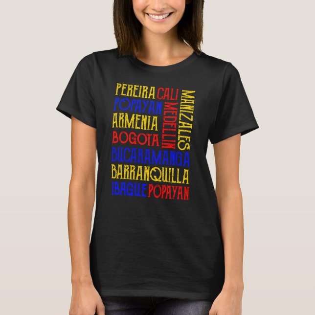 Colombia City Names  T-Shirt (Front)