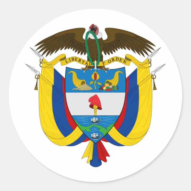 Colombia Coat of arms CO Classic Round Sticker (Front)
