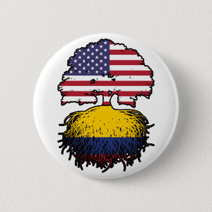Colombia Colombian American USA Tree Roots Flag 6 Cm Round Badge