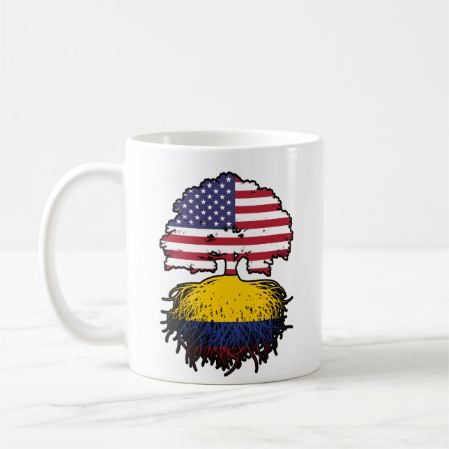 Colombia Colombian American USA Tree Roots Flag Coffee Mug (Left)
