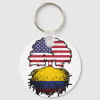 Colombia Colombian American USA Tree Roots Flag