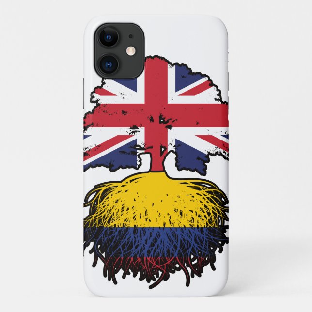 Colombia Colombian British UK Tree Roots Flag Case-Mate iPhone Case (Back)