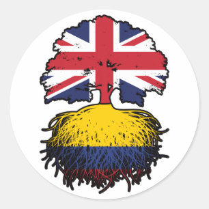 Colombia Colombian British UK Tree Roots Flag Classic Round Sticker
