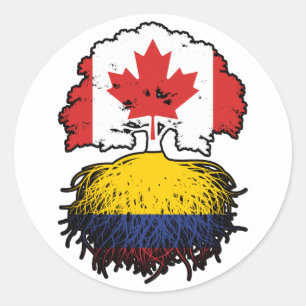 Colombia Colombian Canadian Canada Tree Roots Flag Classic Round Sticker