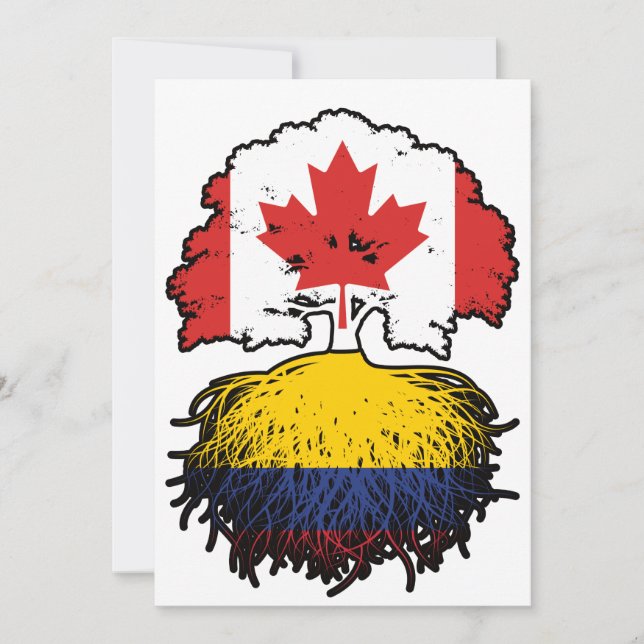 Colombia Colombian Canadian Canada Tree Roots Flag Invitation (Front)